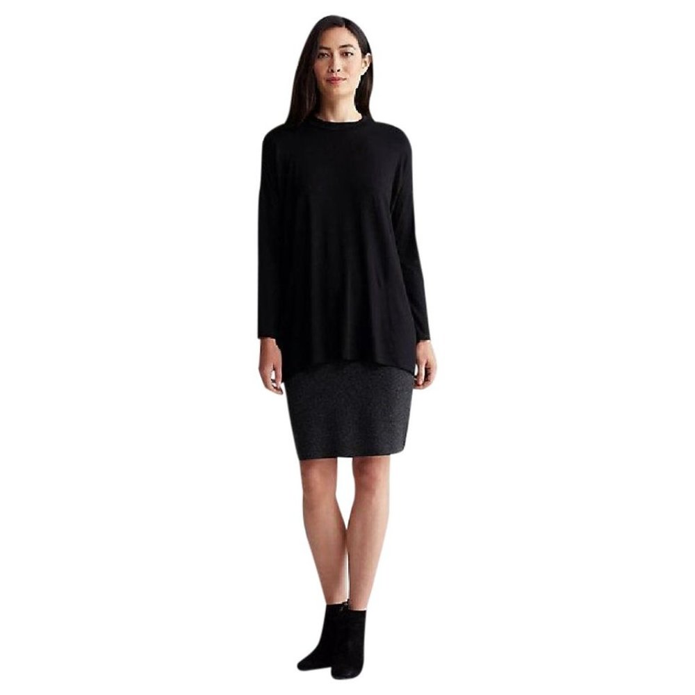 Womens Size Large Eileen Fisher Pencil in Sleek Tencel Merino Interlock Skirt
